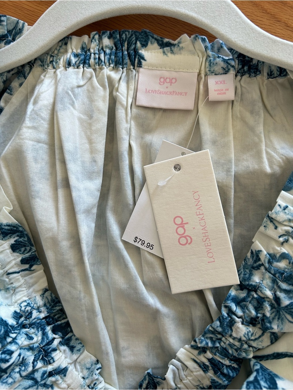 LoveShackFancy x Gap Kids White Dress with Blue Floral Print
